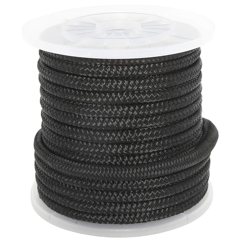NovelBee 1/2 Inch X 150 Feet Double Braid Nylon Anchor Line with Stainless Steel Thimble and Plastic Chuck (Black) - Image 2